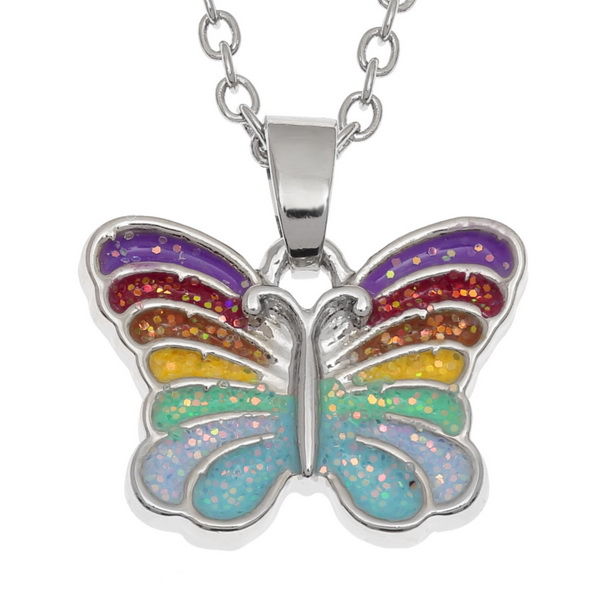 Rainbow butterfly necklace