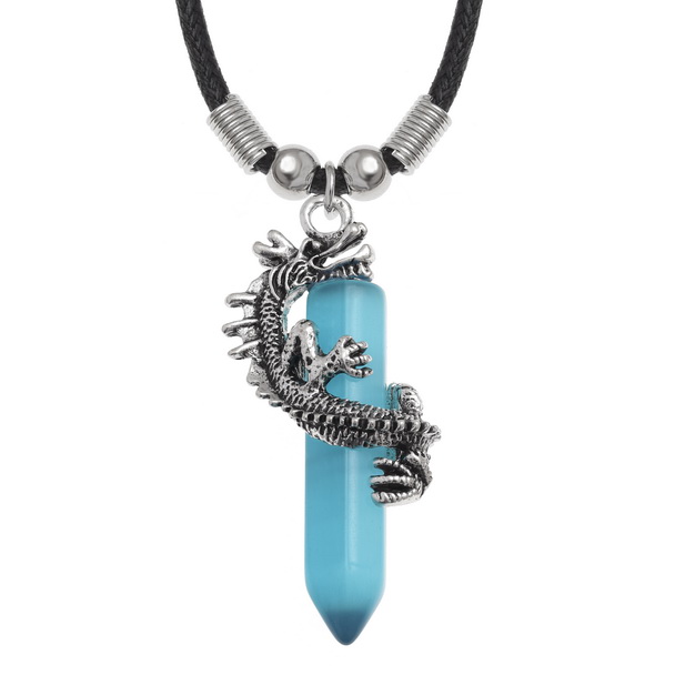 Dragon turquoise glass necklace