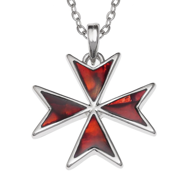 Red Maltese cross necklace