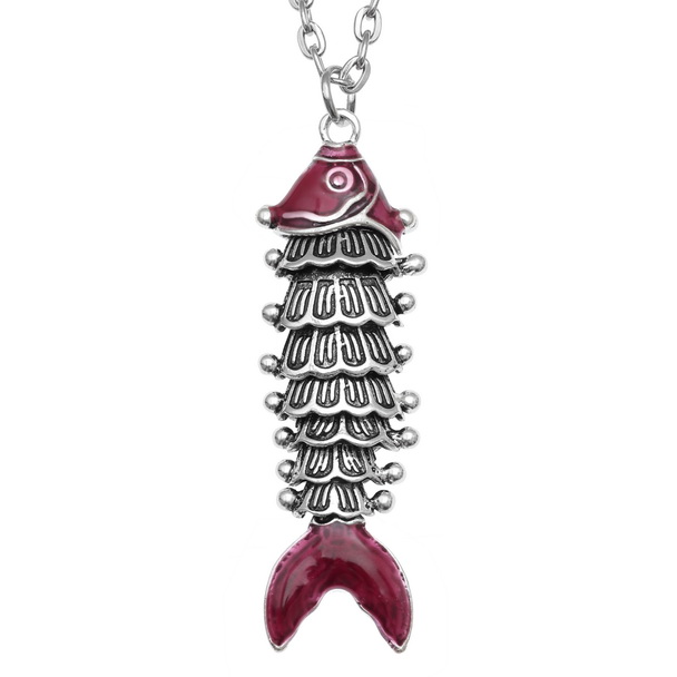 Red moving fish necklace