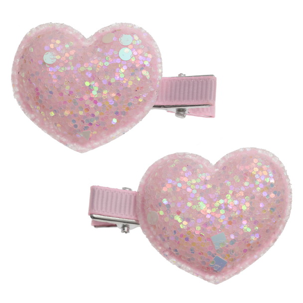 Glitter heart hair clips