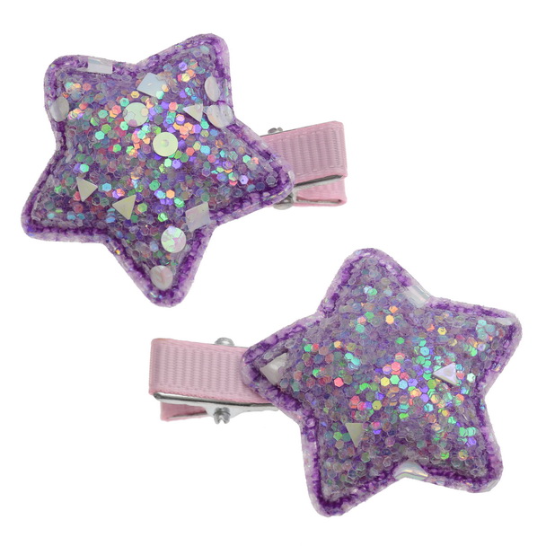 Glitter star hair clips