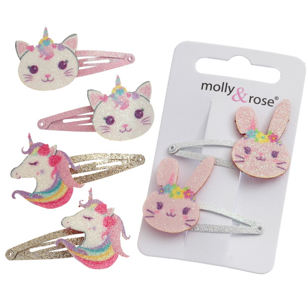 Glitter animal snap clips