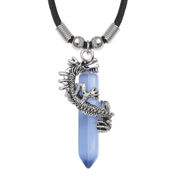 Dragon blue glass necklace