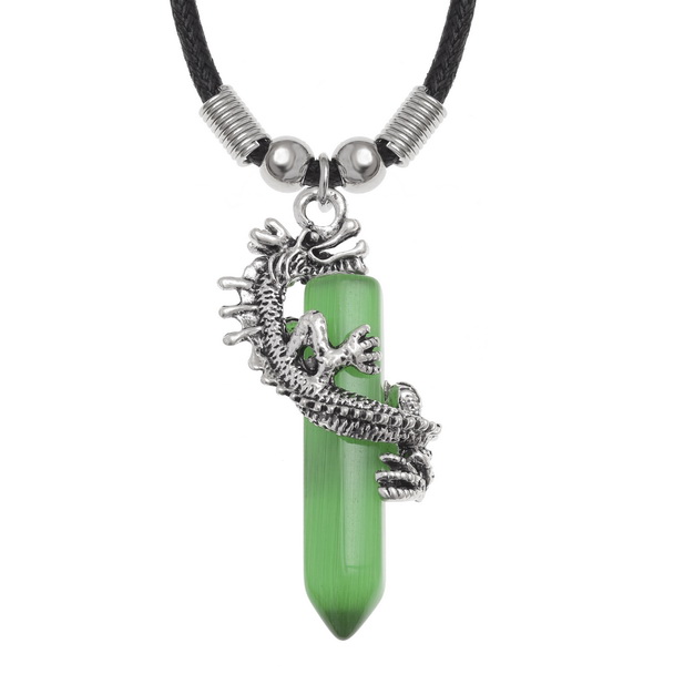 Dragon green glass necklace
