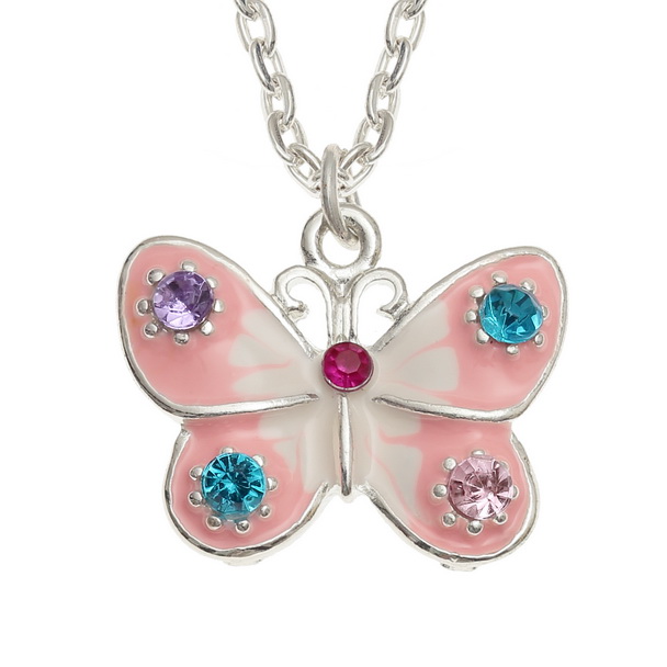 Pink butterfly necklace