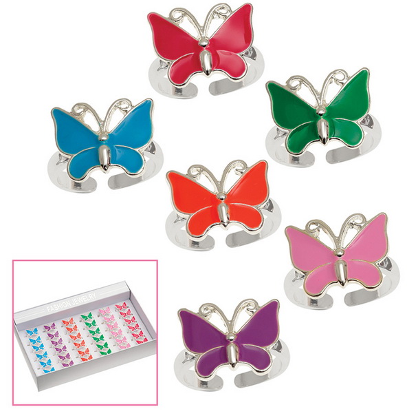 Painted butterfly rings