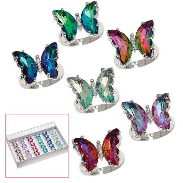 Glass butterfly rings