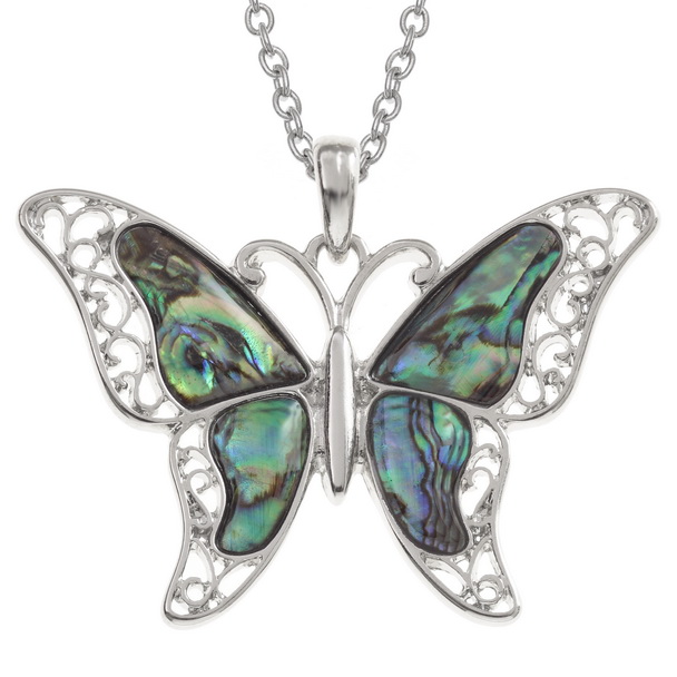 Natural filigree butterfly necklace