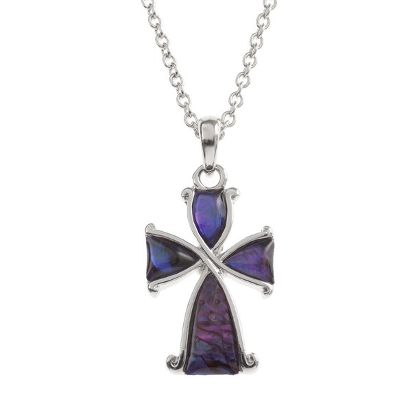 Purple ornate cross necklace