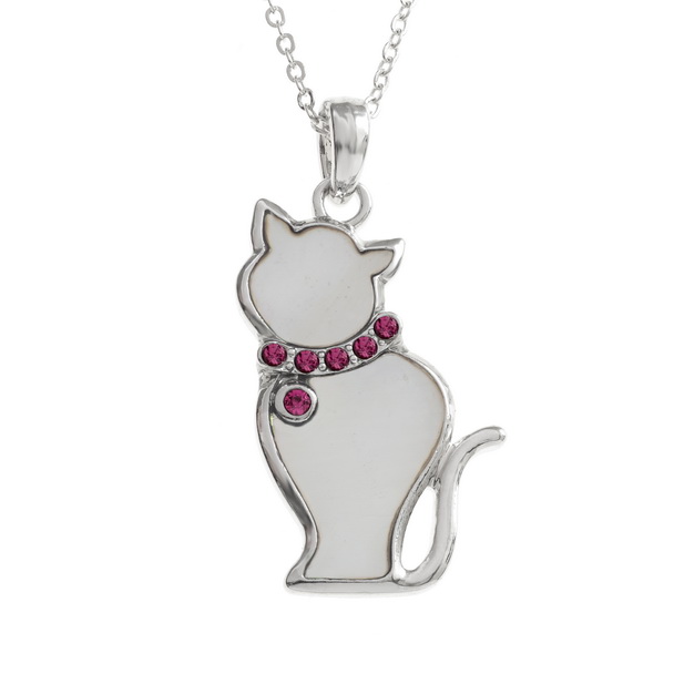 White cat necklace