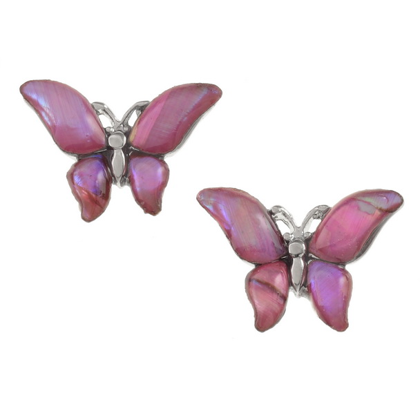 Pink butterfly earrings