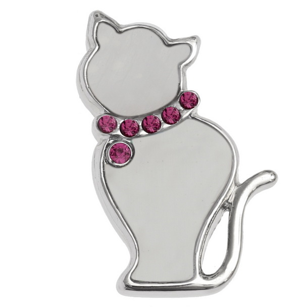 White cat pin badge