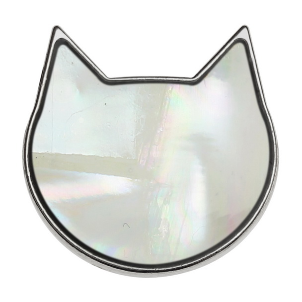 White cat pin badge