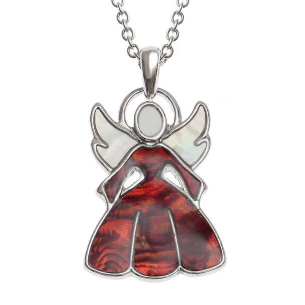 Red Christmas angel necklace