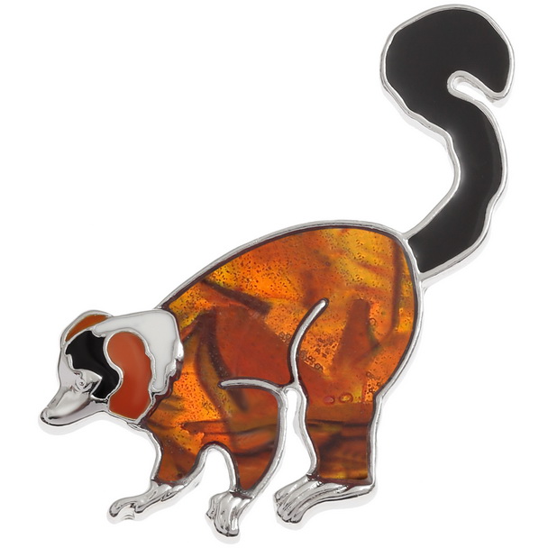 Red ruffed lemur pin badge