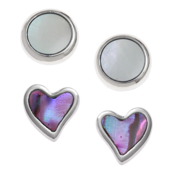 Heart & rounds studs set