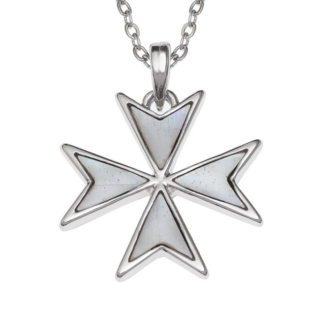 White Maltese cross necklace
