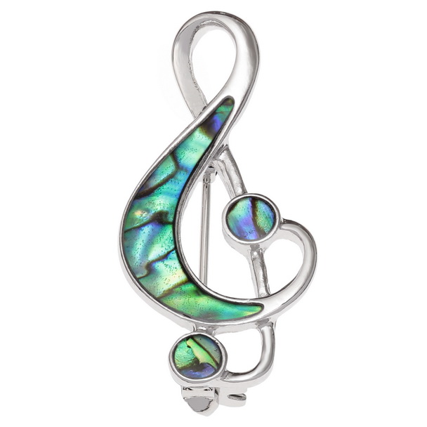 Treble clef brooch