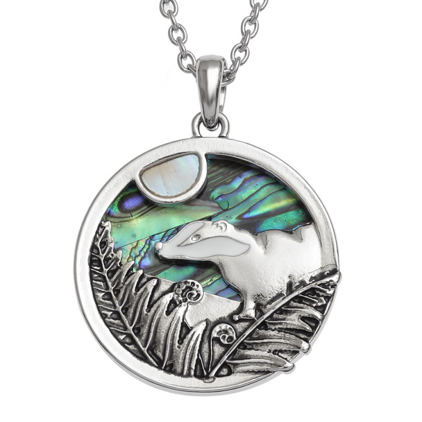Moonlit badger necklace