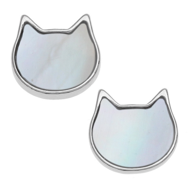White cat earrings
