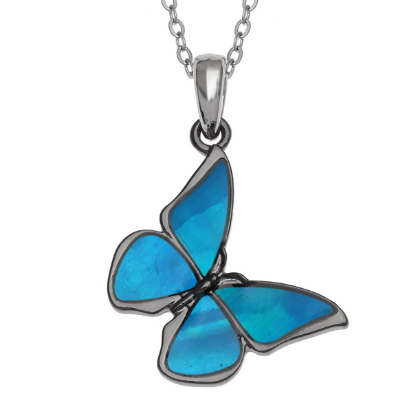 Blue morpho butterfly necklace