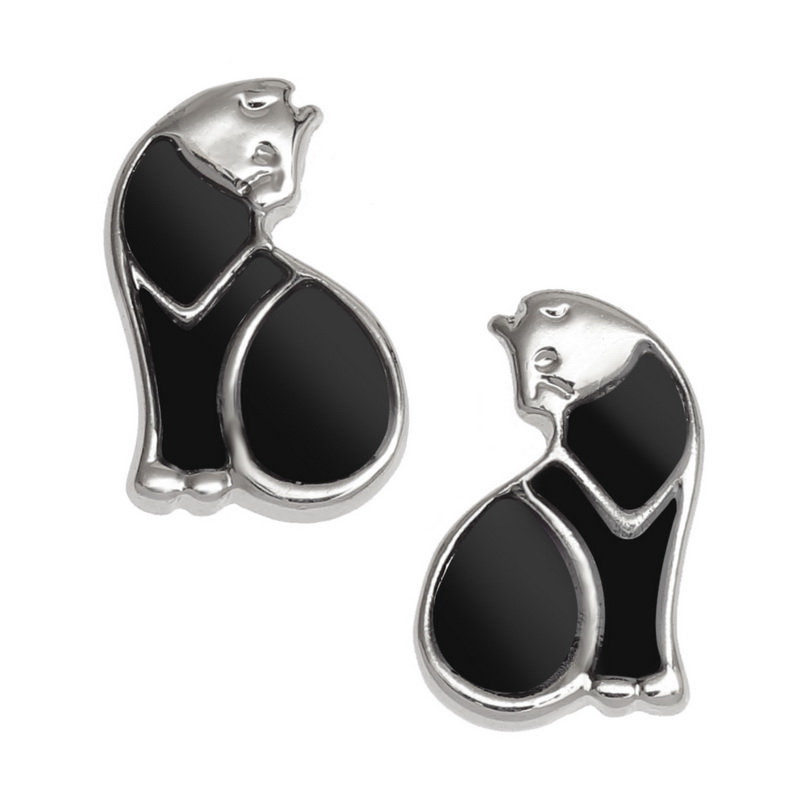 Small black cat earrings