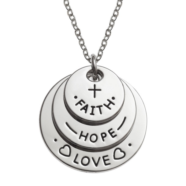 Faith, hope & love sentiment necklace