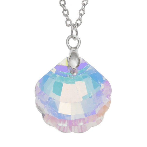 Faceted glass scallop shell necklace