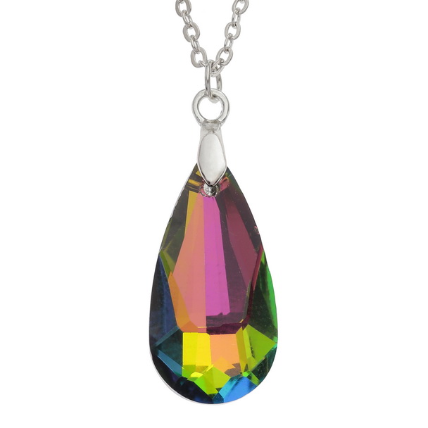 Faceted glass tear drop necklace