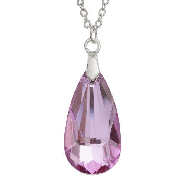Faceted glass tear drop necklace