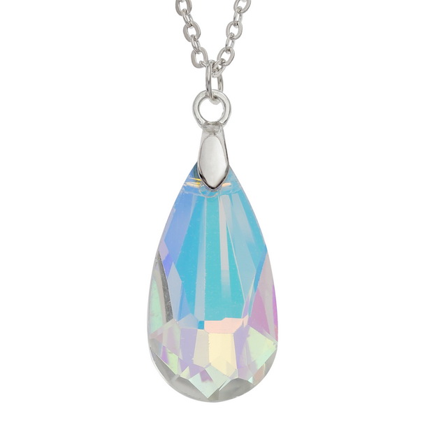 Faceted glass tear drop necklace