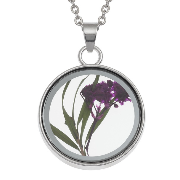 Purple flower glass case necklace
