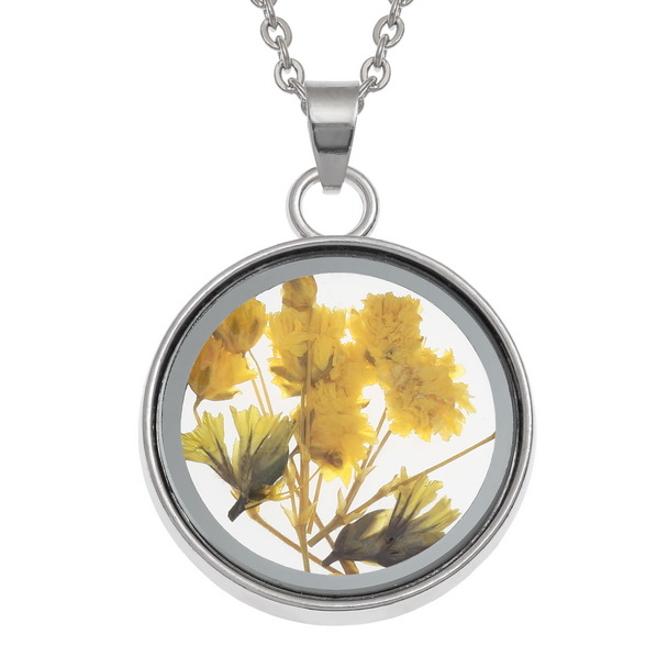 Yellow flower glass case necklace
