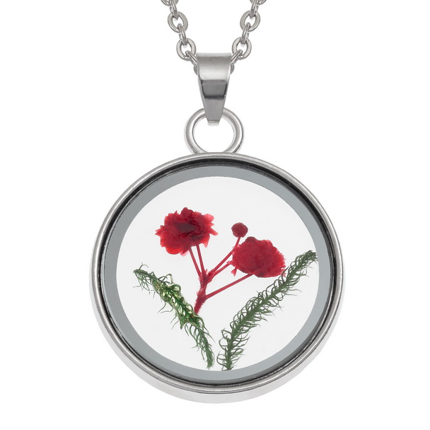 Red flower glass case necklace