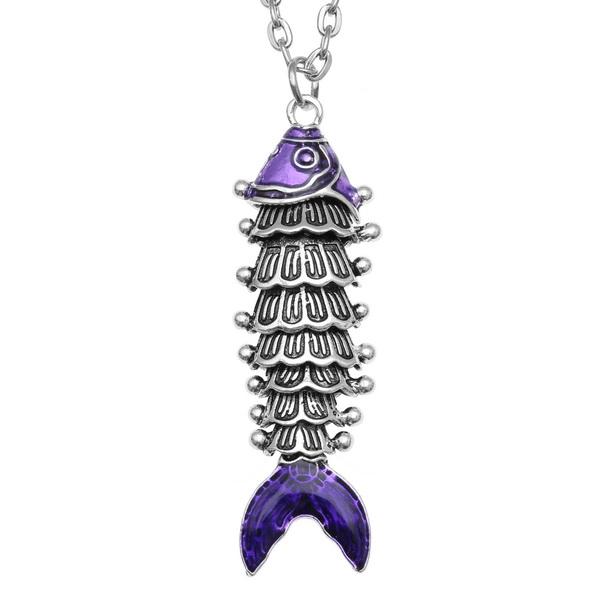 Purple moving fish necklace